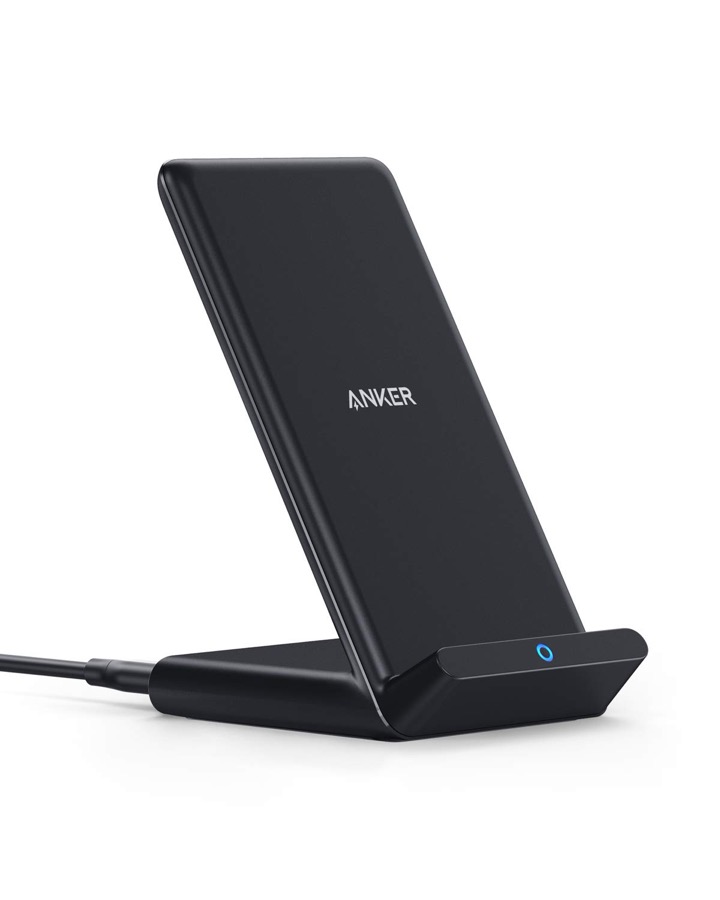 Anker Wireless Charger, PowerWave Stand, Qi-Certified for iPhone 11, 11 Pro, 11 Pro Max, XR, Xs Max, XS, X, 8, 8 Plus, 10W Fast-Charging Galaxy S10 S9 S8, Note 10 Note 9 and More (No AC Adapter)